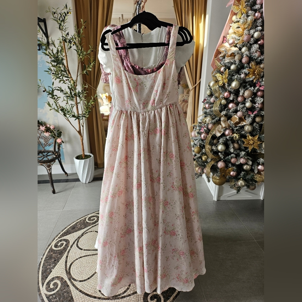 Maison Amory Take Me Out Dress Gown Floral Pink Maxi Dress Princess Small - Picture 2 of 6